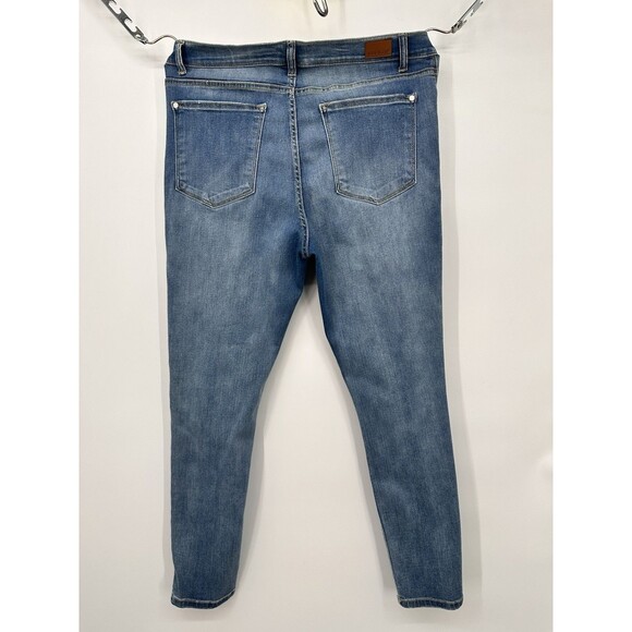 Judy Blue Jeans Womens 1XL Pants Skinny Stretch Red Plaid Buffalo Distressed - Picture 3 of 12